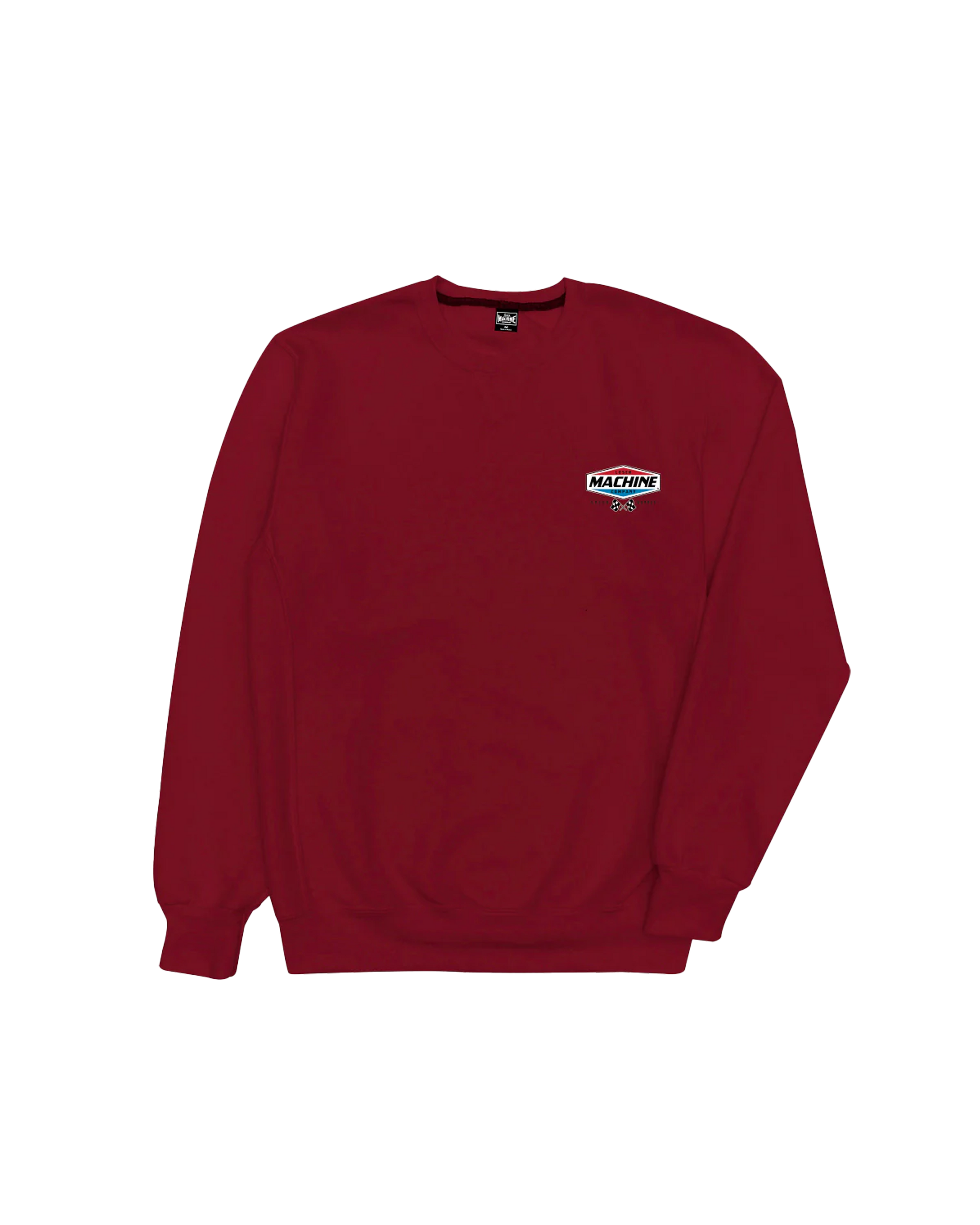 loser machine overdrive crewneck cardinal (zoomed)