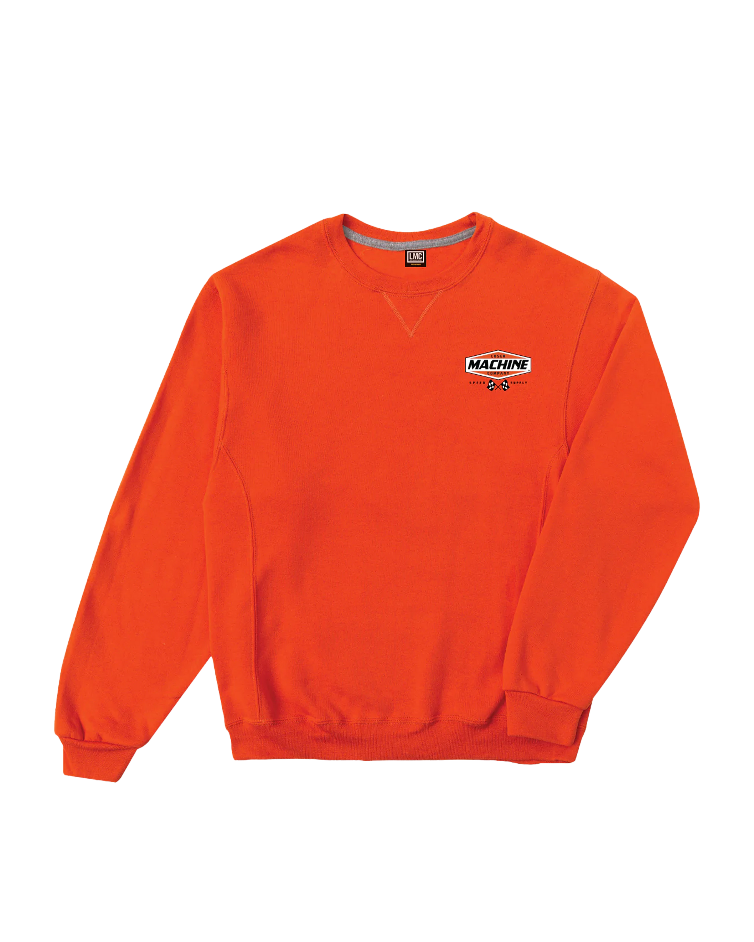 loser machine overdrive crewneck orange (zoomed)