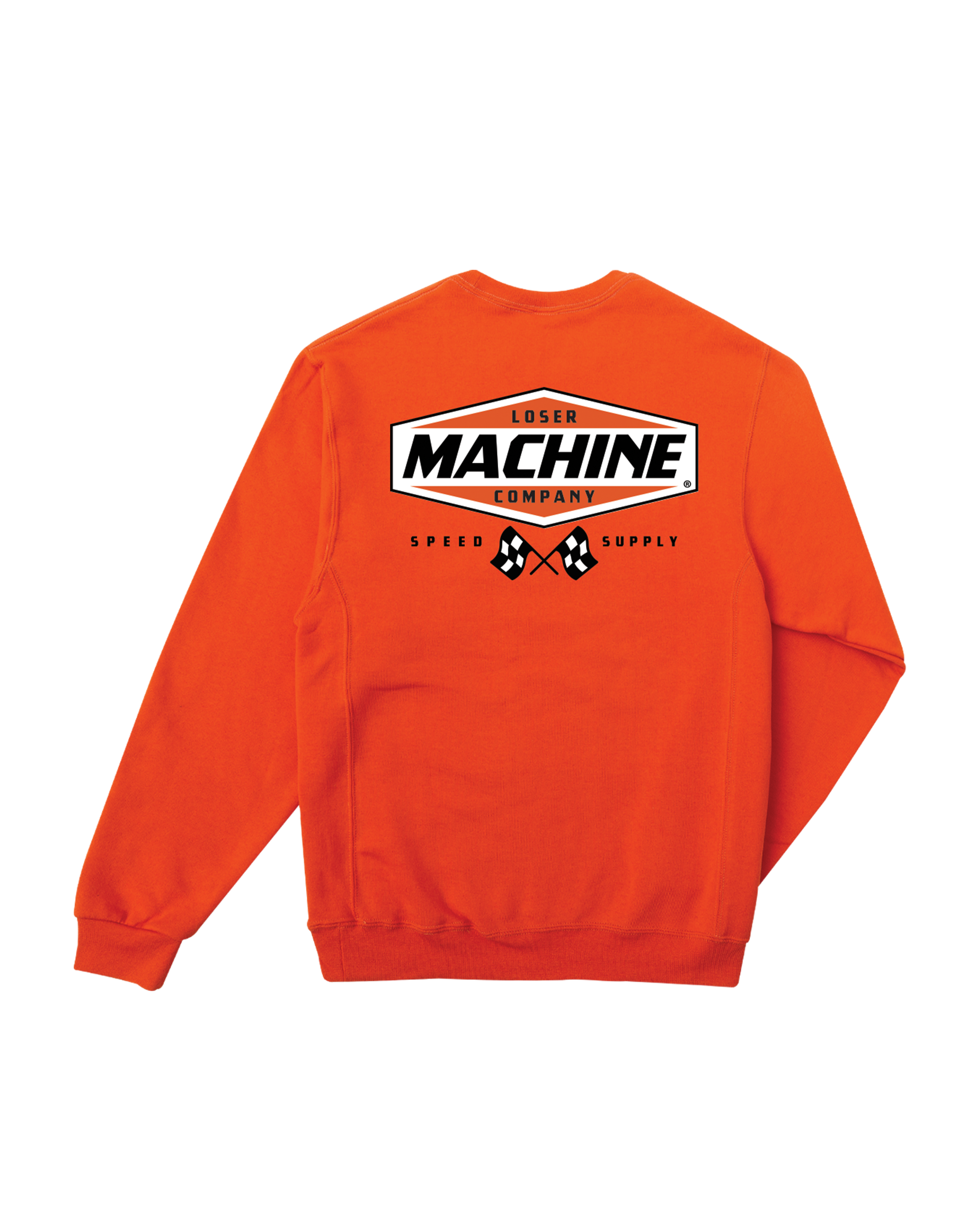 loser machine overdrive crewneck orange (zoomed)