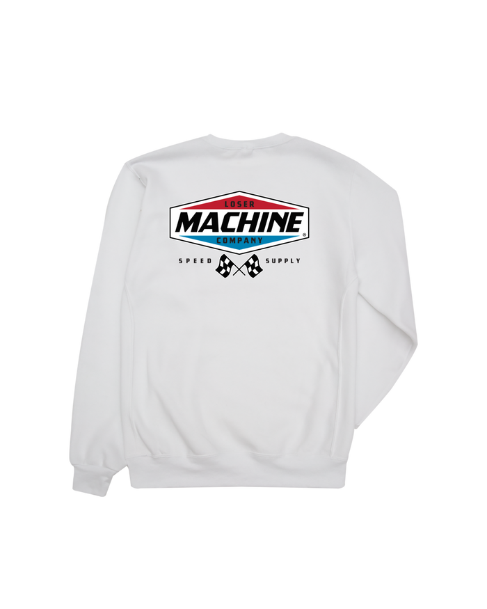 loser machine overdrive crewneck white