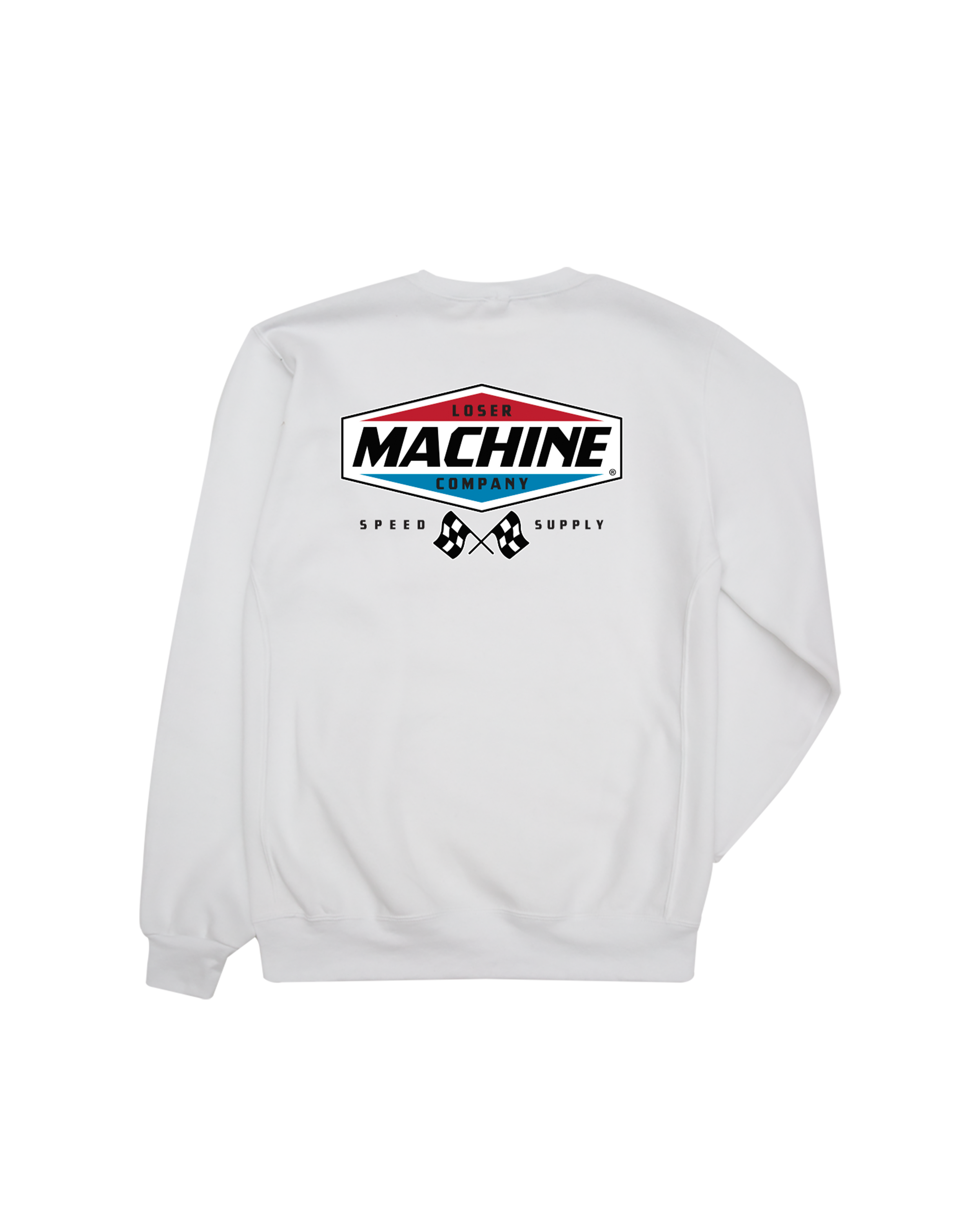 loser machine overdrive crewneck white (zoomed)