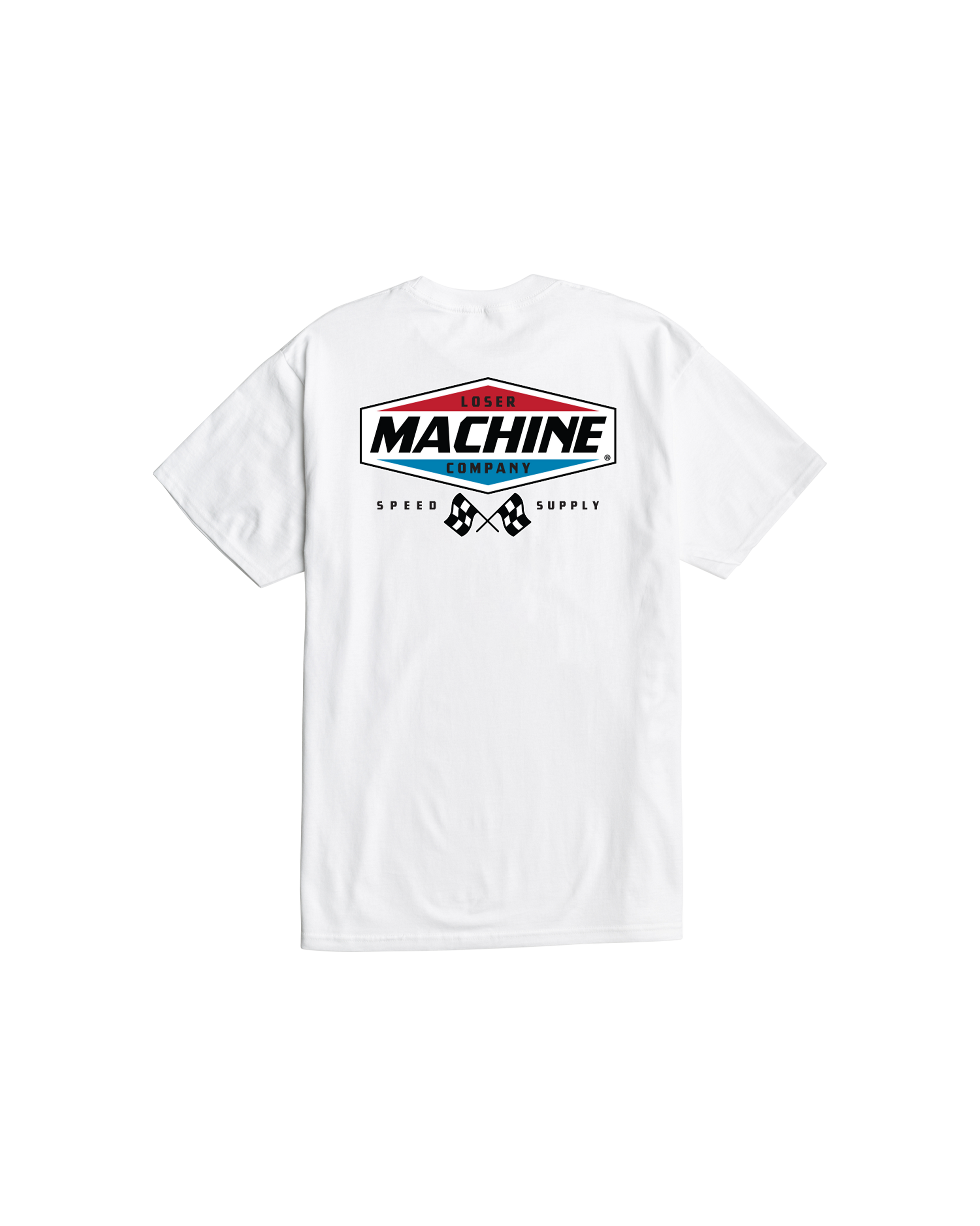 loser machine overdrive stock t-shirt white (zoomed)
