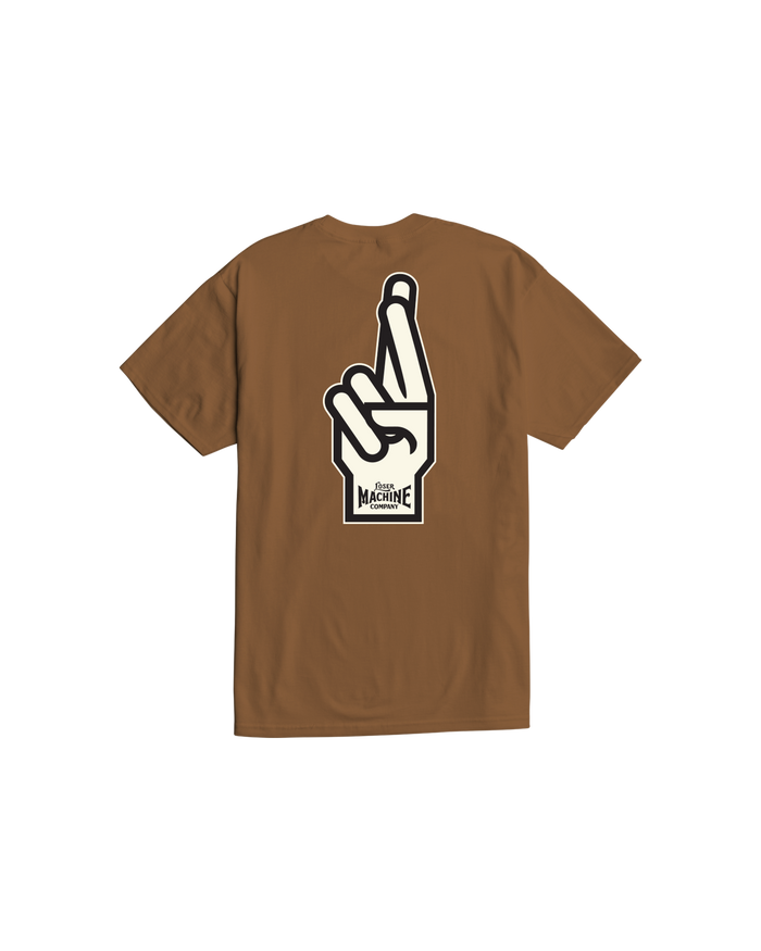 loser machine good luck fingers stock t-shirt brown sugar