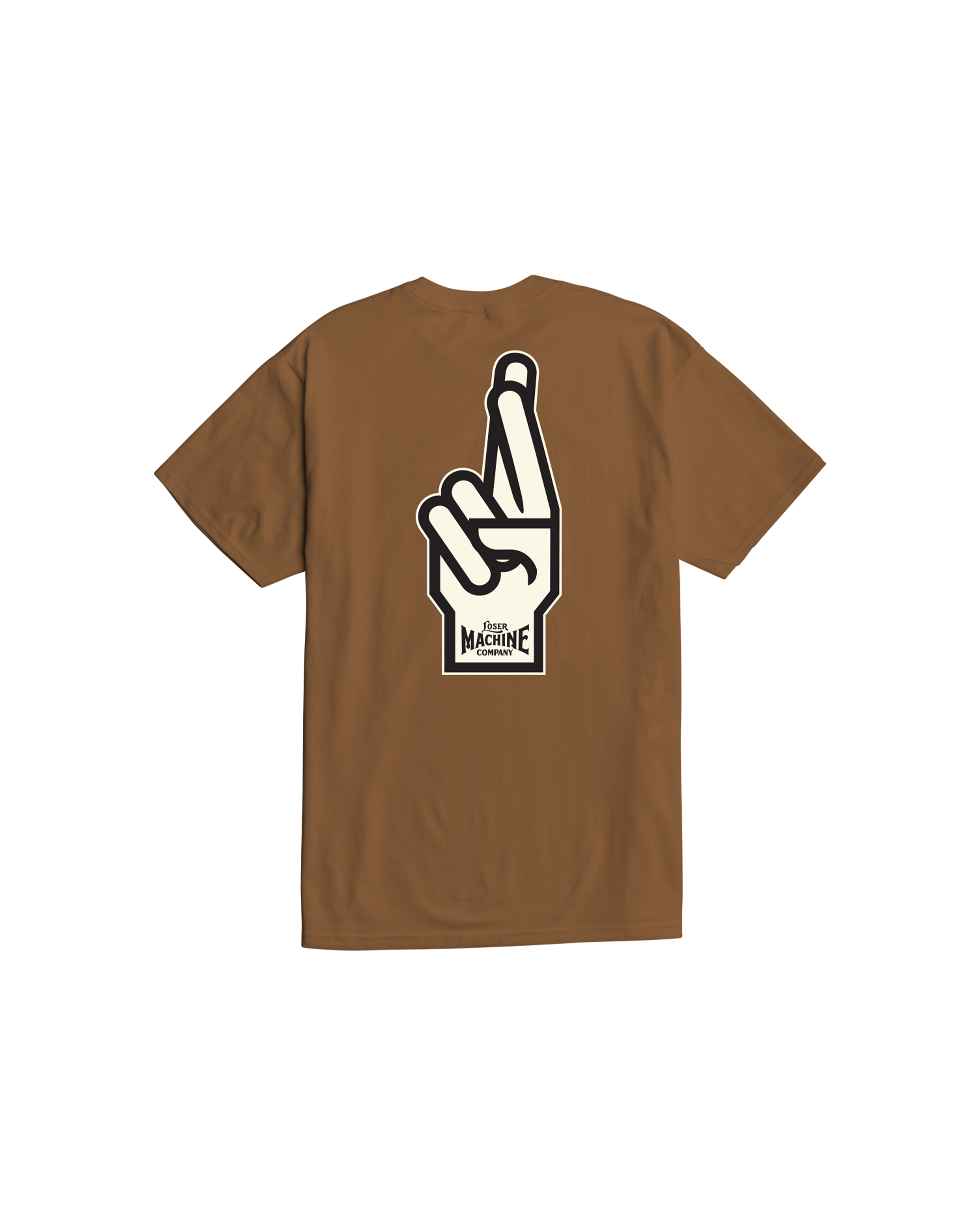 loser machine good luck fingers stock t-shirt brown sugar (zoomed)