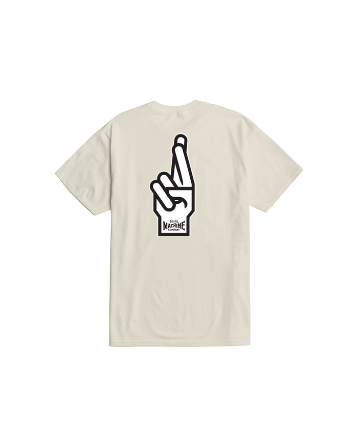 loser machine good luck fingers stock t-shirt cream