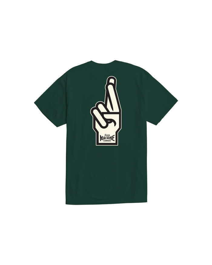 loser machine good luck fingers stock t-shirt forest cream