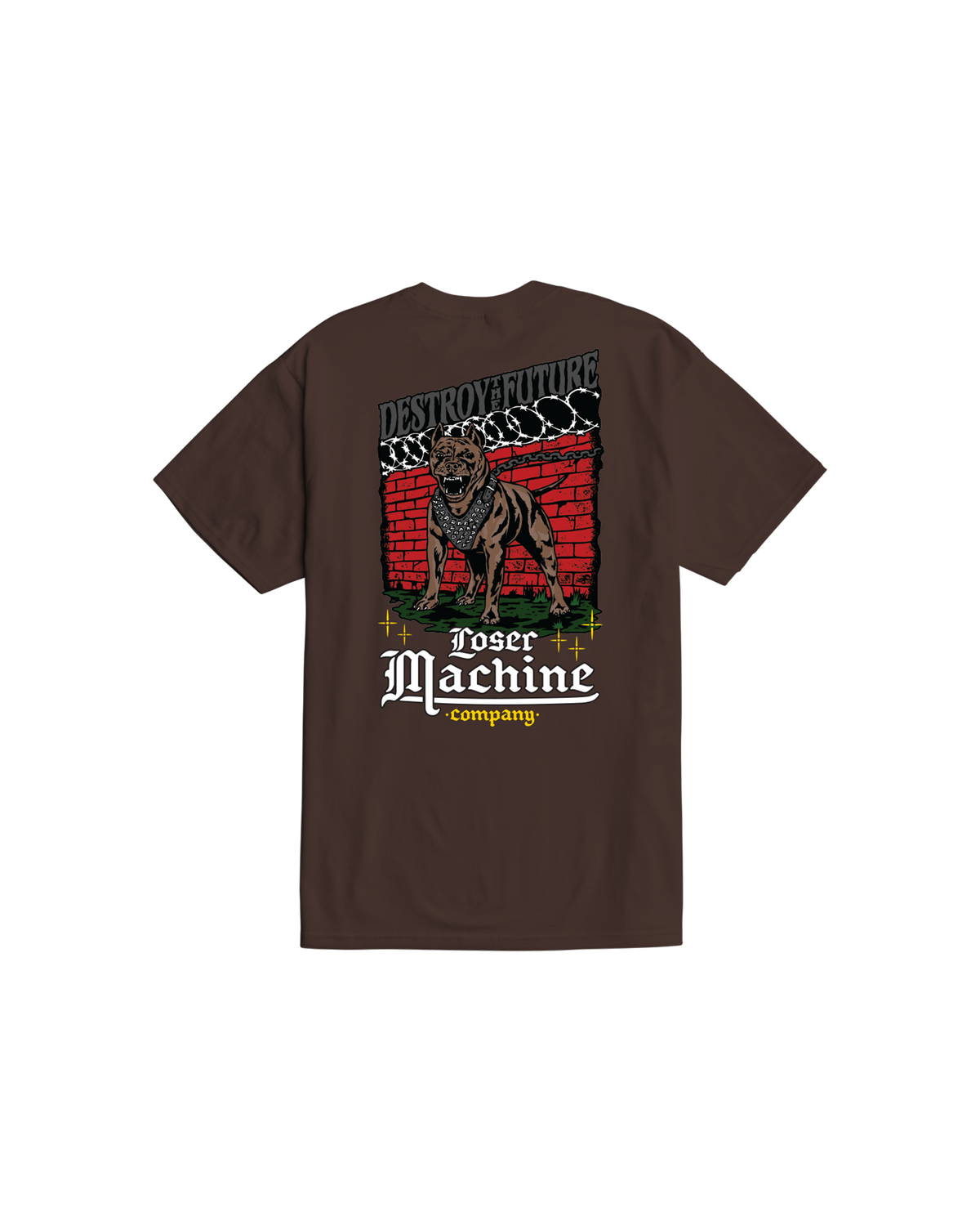 loser-machine-guard-dog-stock-t-shirt-java-brown