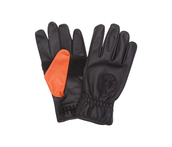 color: Orange/Blk~ alt: Deathgrip leather gloves