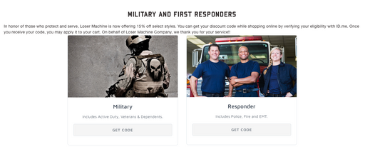 Loser Machine First responder discount