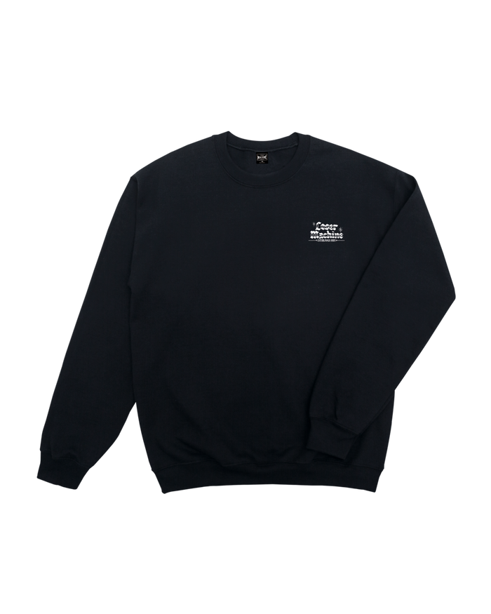 loser machine hood rich crewneck black