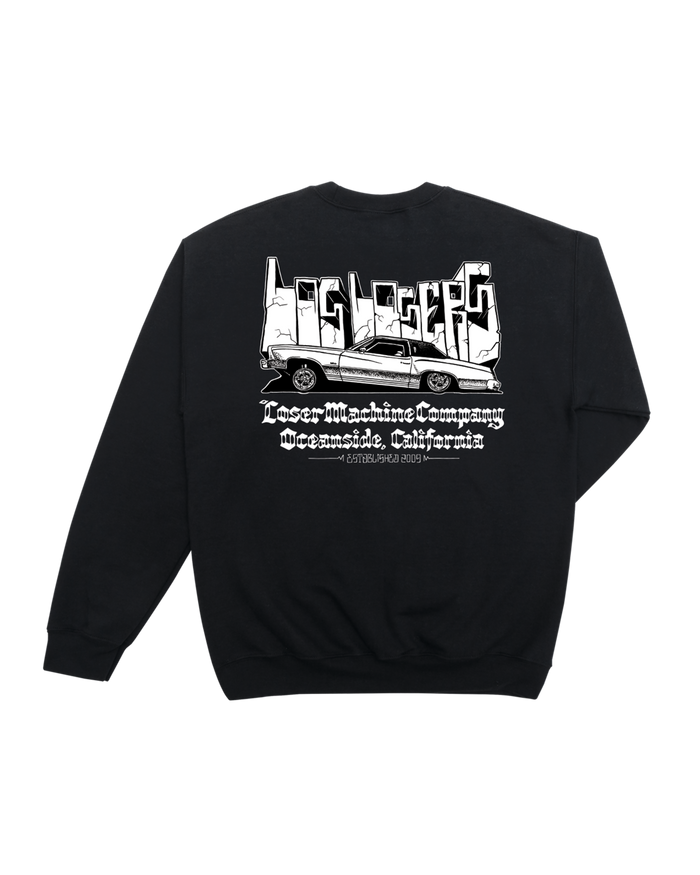 loser machine hood rich crewneck black