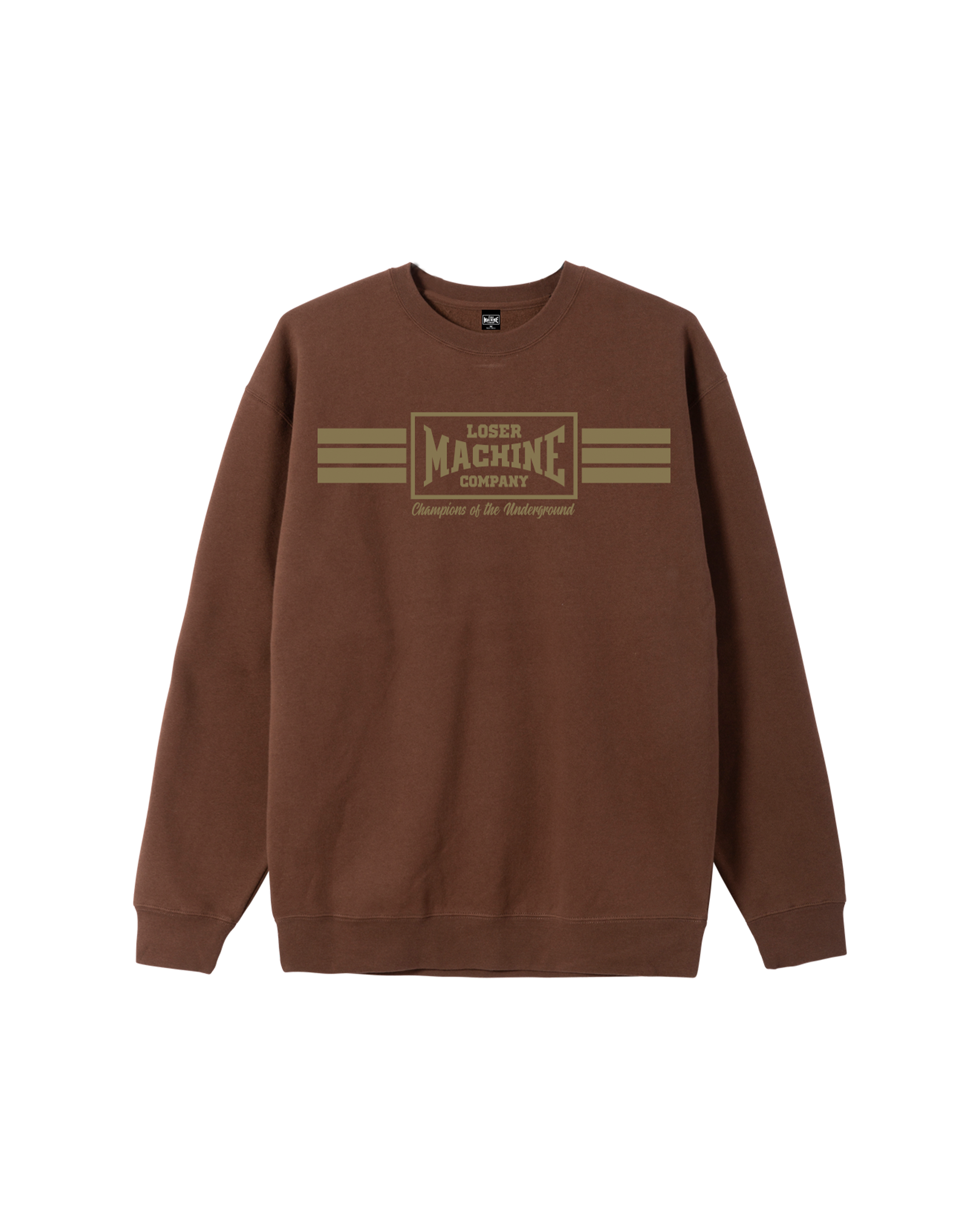 loser machine warm ups crewneck brown