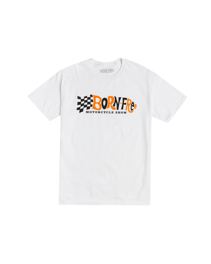 loser machine born free checkered stock t-shirt white