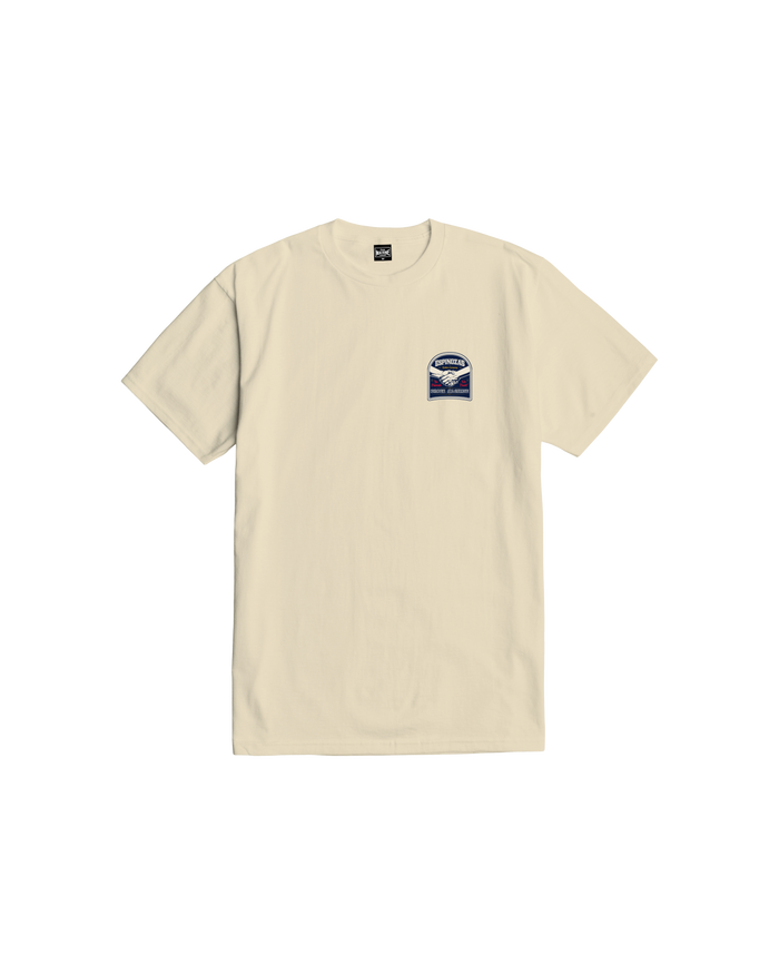 loser machine handshake stock t-shirt cream