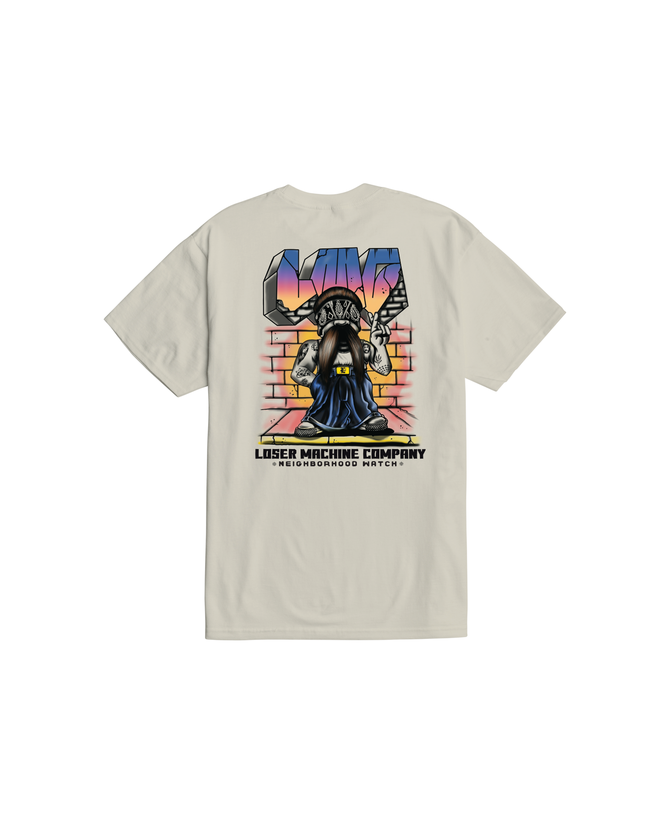 loser machine neighborhood watch stock t-shirt cream