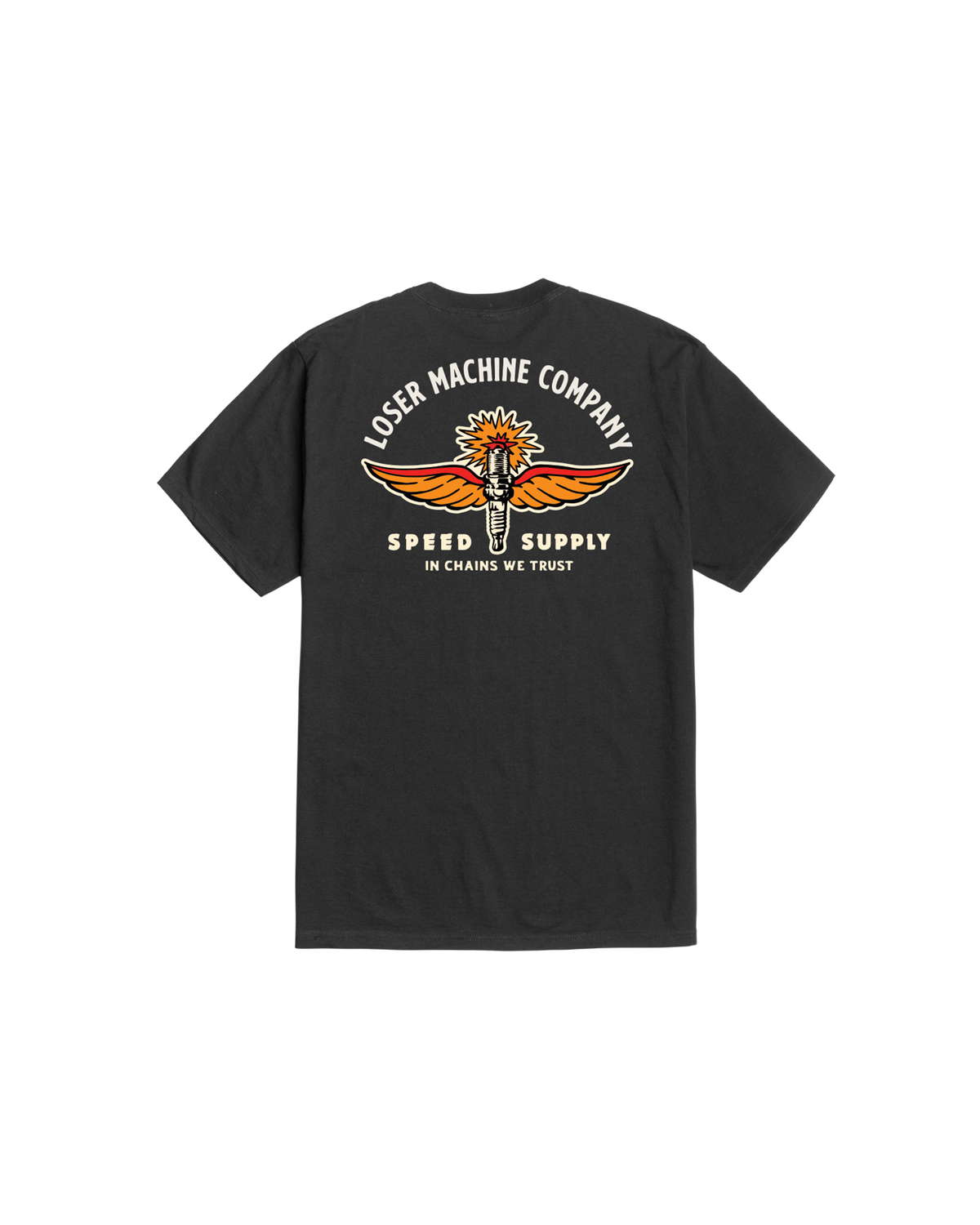 loser machine spark plug stock t-shirt black