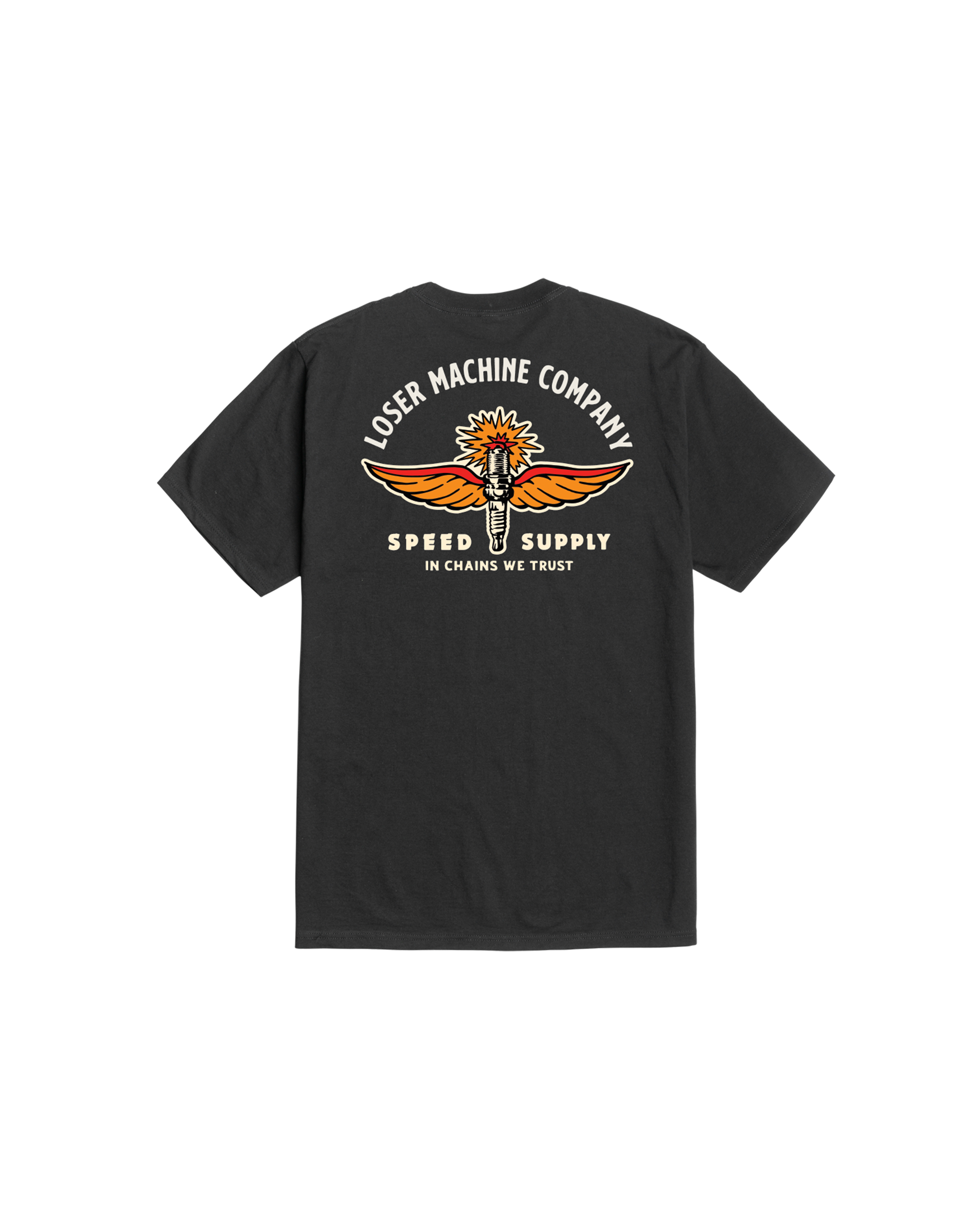 loser machine spark plug stock t-shirt black