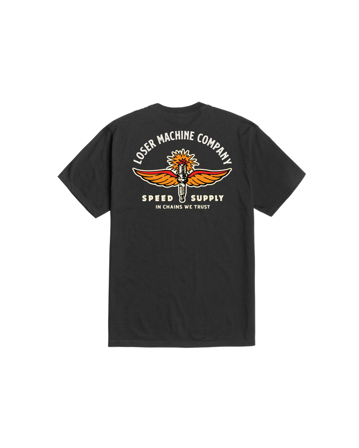loser machine spark plug stock t-shirt black
