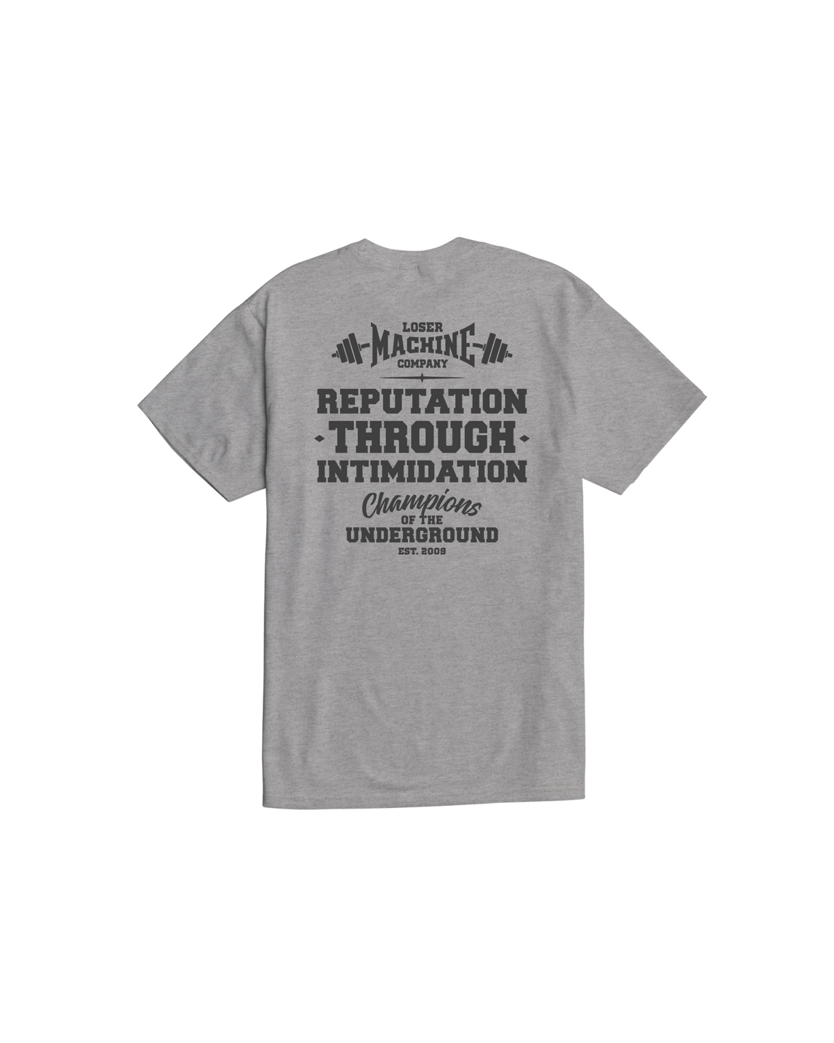 loser machine reputation stock t-shirt heather grey