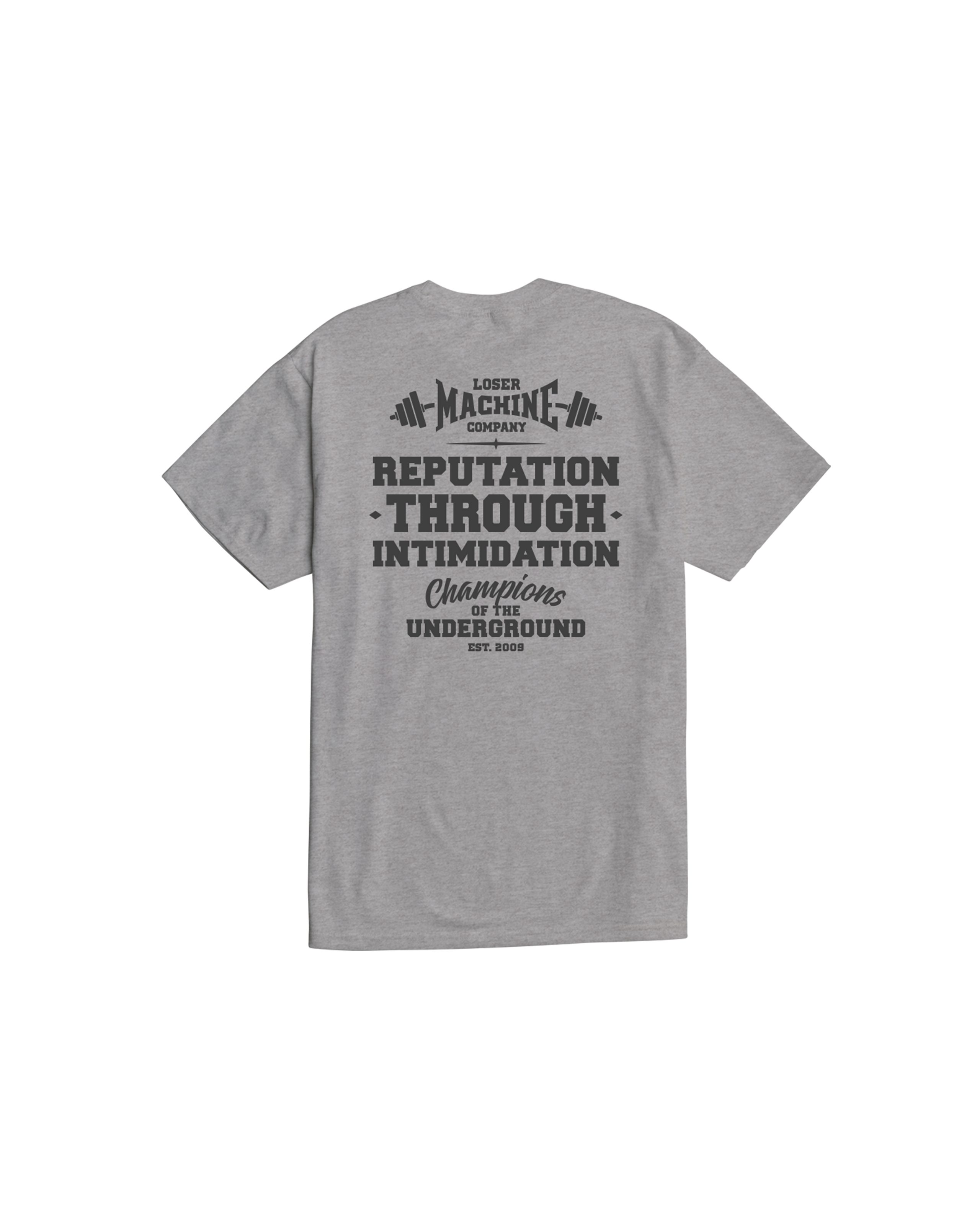 loser machine reputation stock t-shirt heather grey