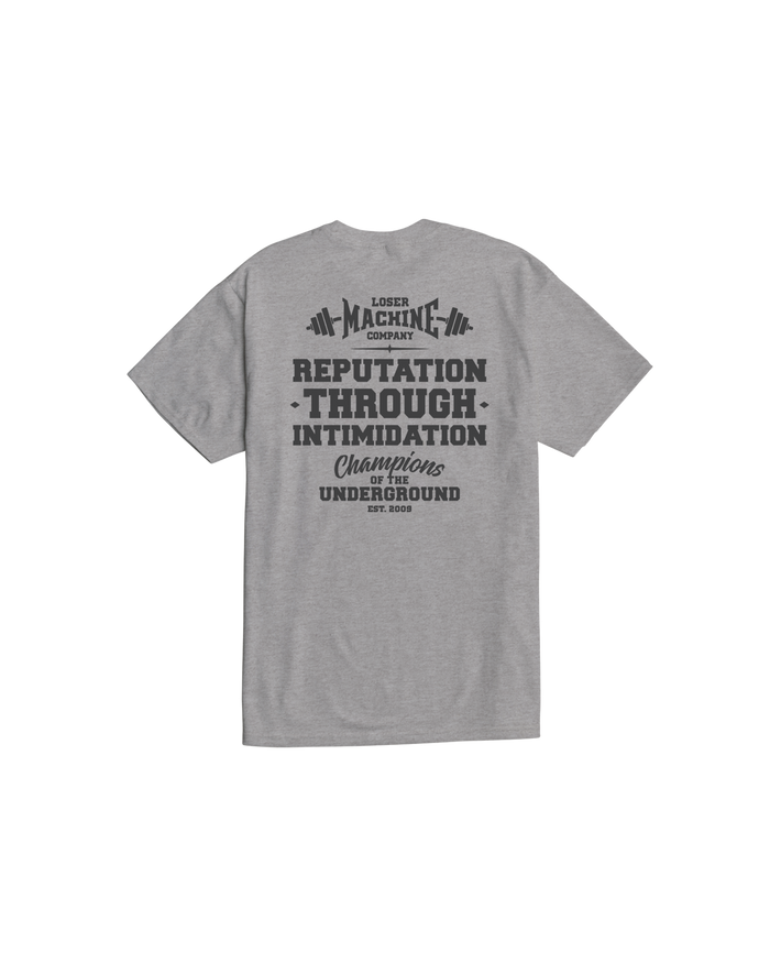 loser machine reputation stock t-shirt heather grey