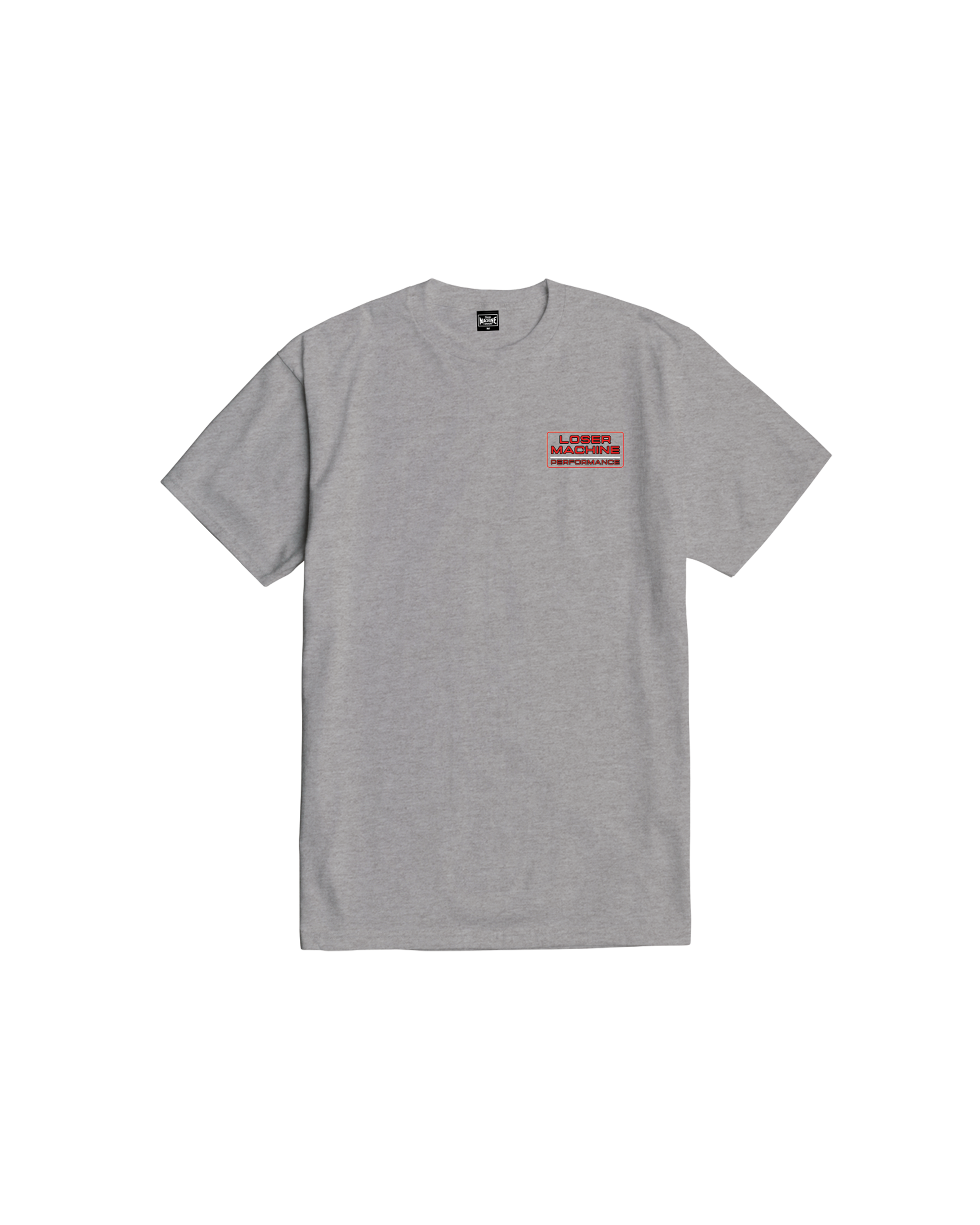 loser machine hot exhaust stock t-shirt heather grey