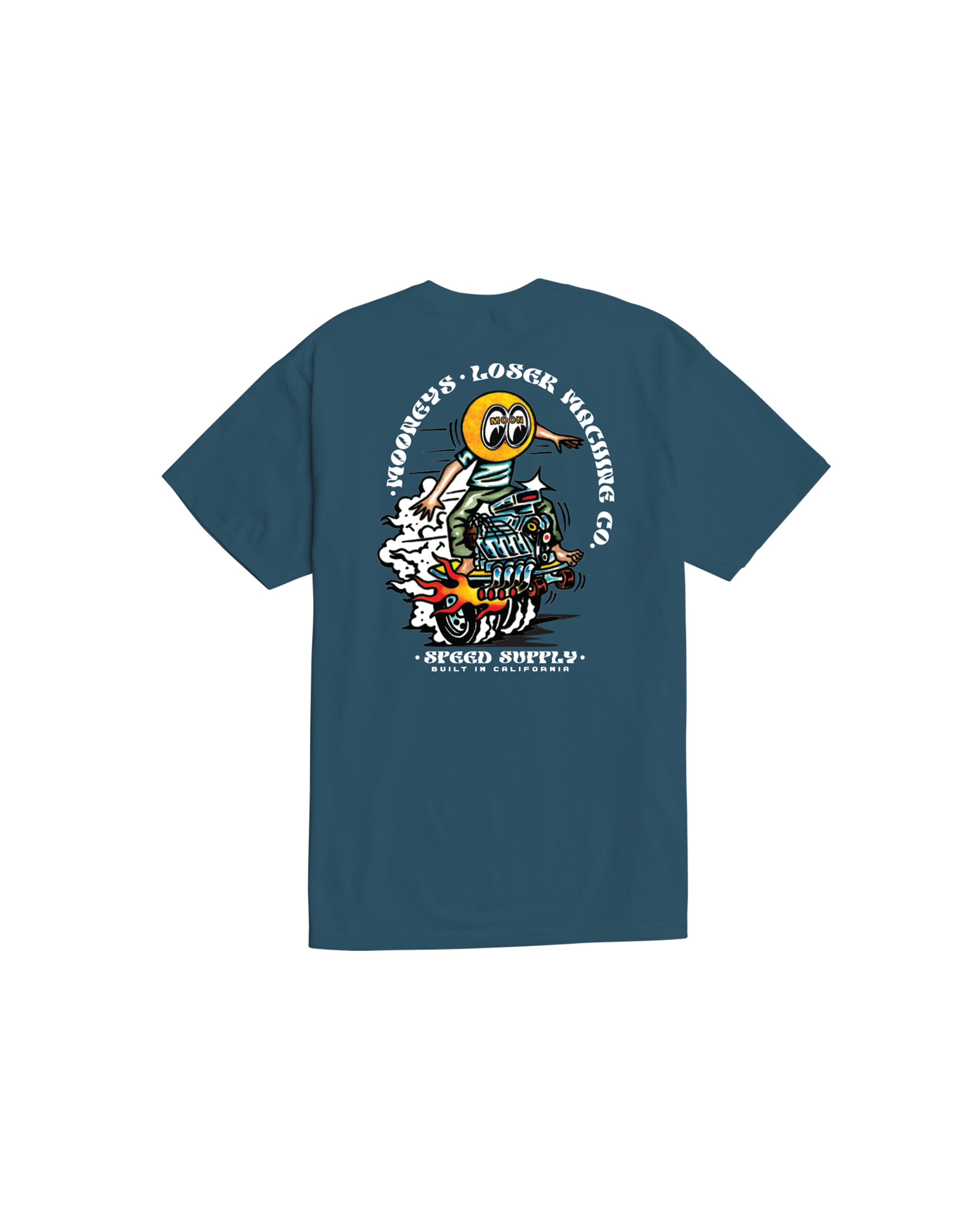 loser machine power slide stock t-shirt harbor blue