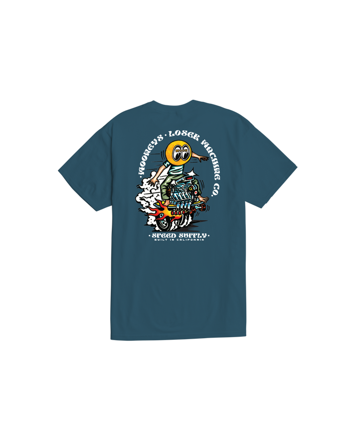 loser machine power slide stock t-shirt harbor blue