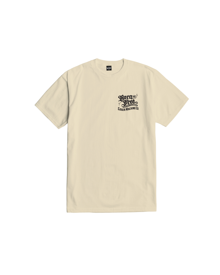 loser machine born free 15 liberty stock t-shirt cream