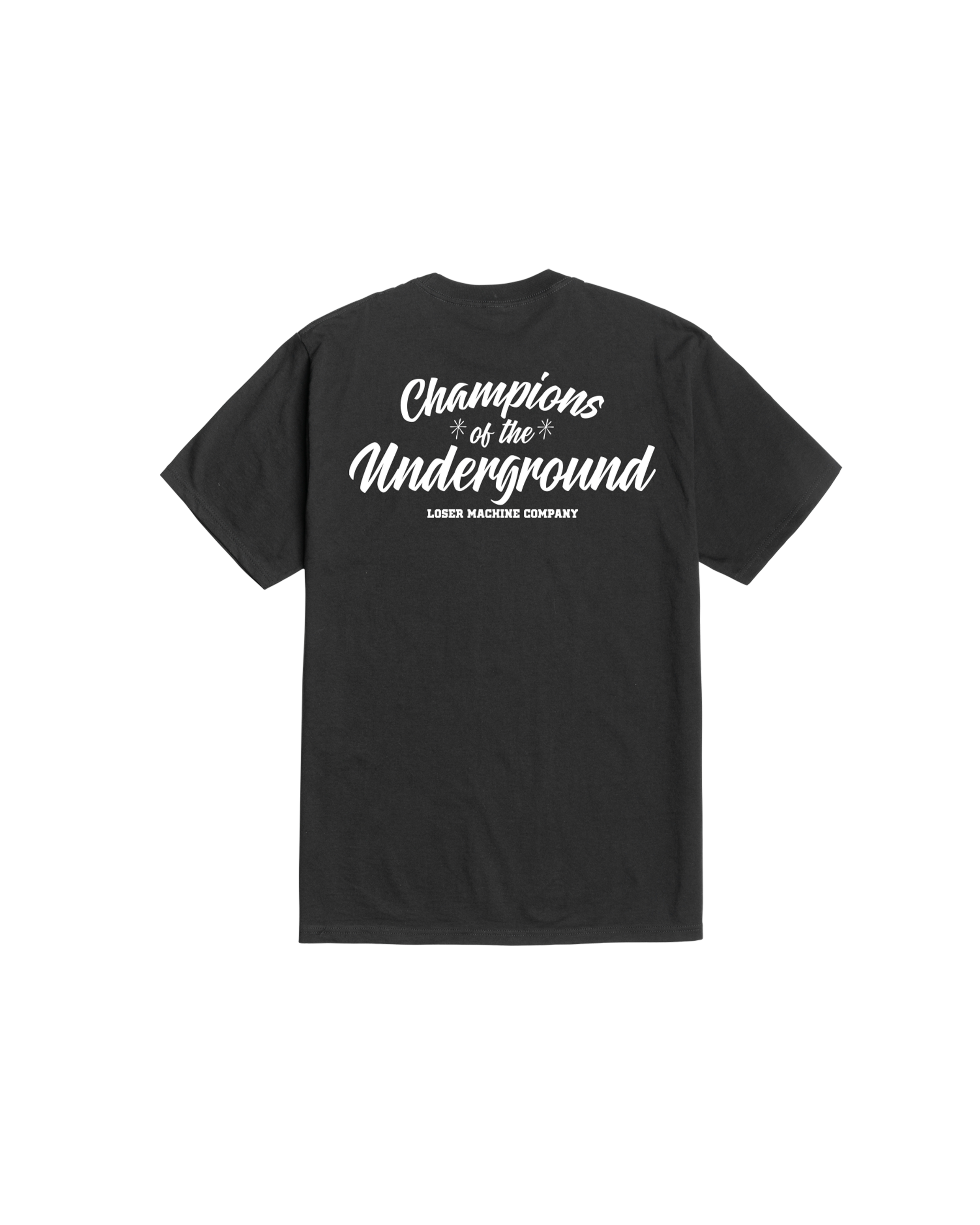 loser machine warm ups stock t-shirt black