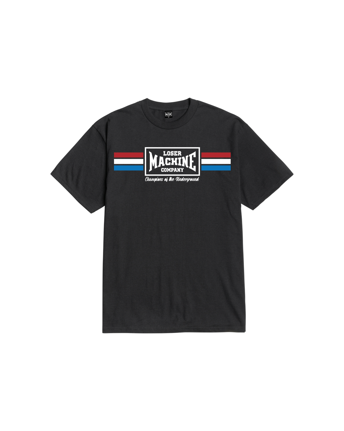 loser machine warm ups stock t-shirt black
