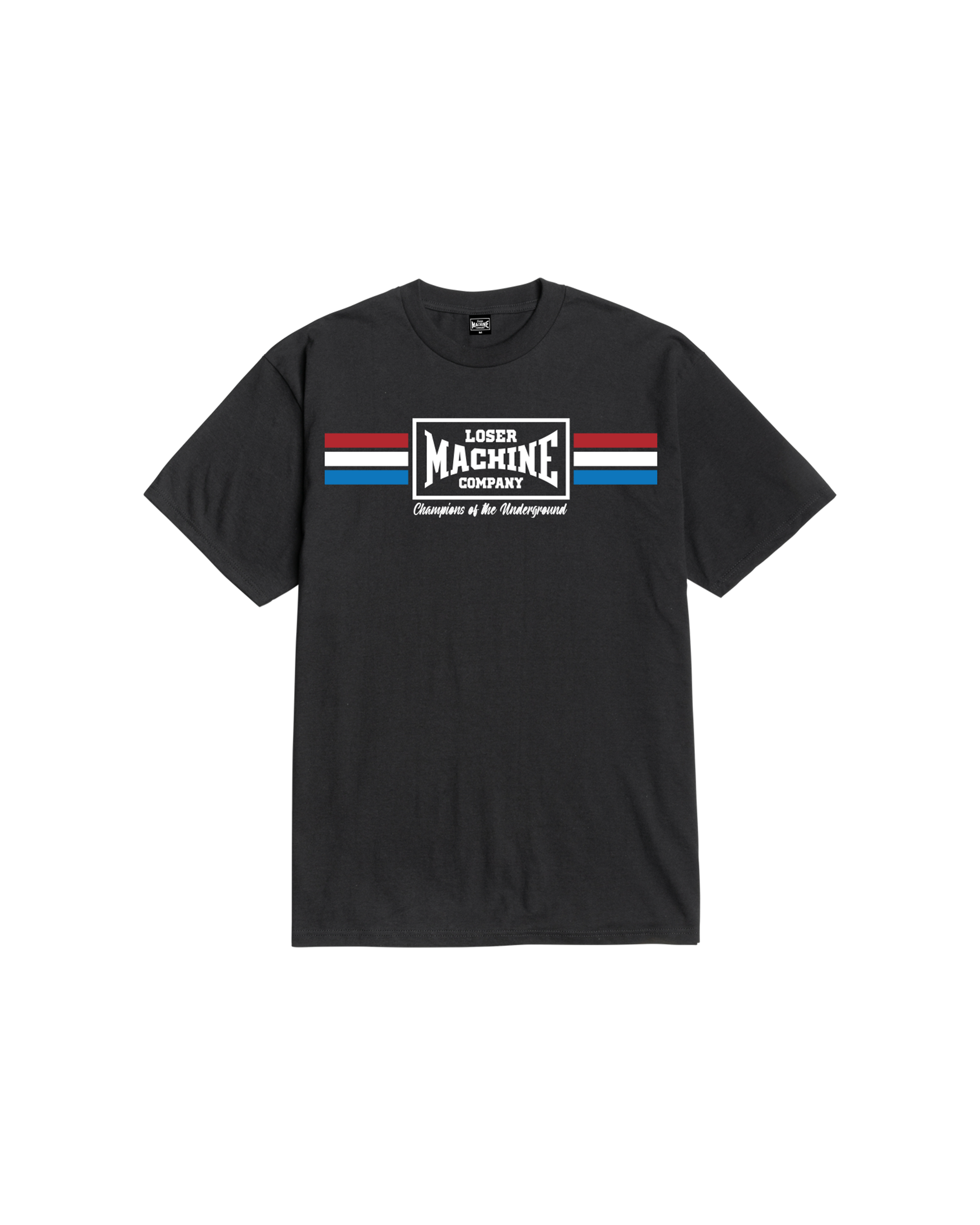 loser machine warm ups stock t-shirt black