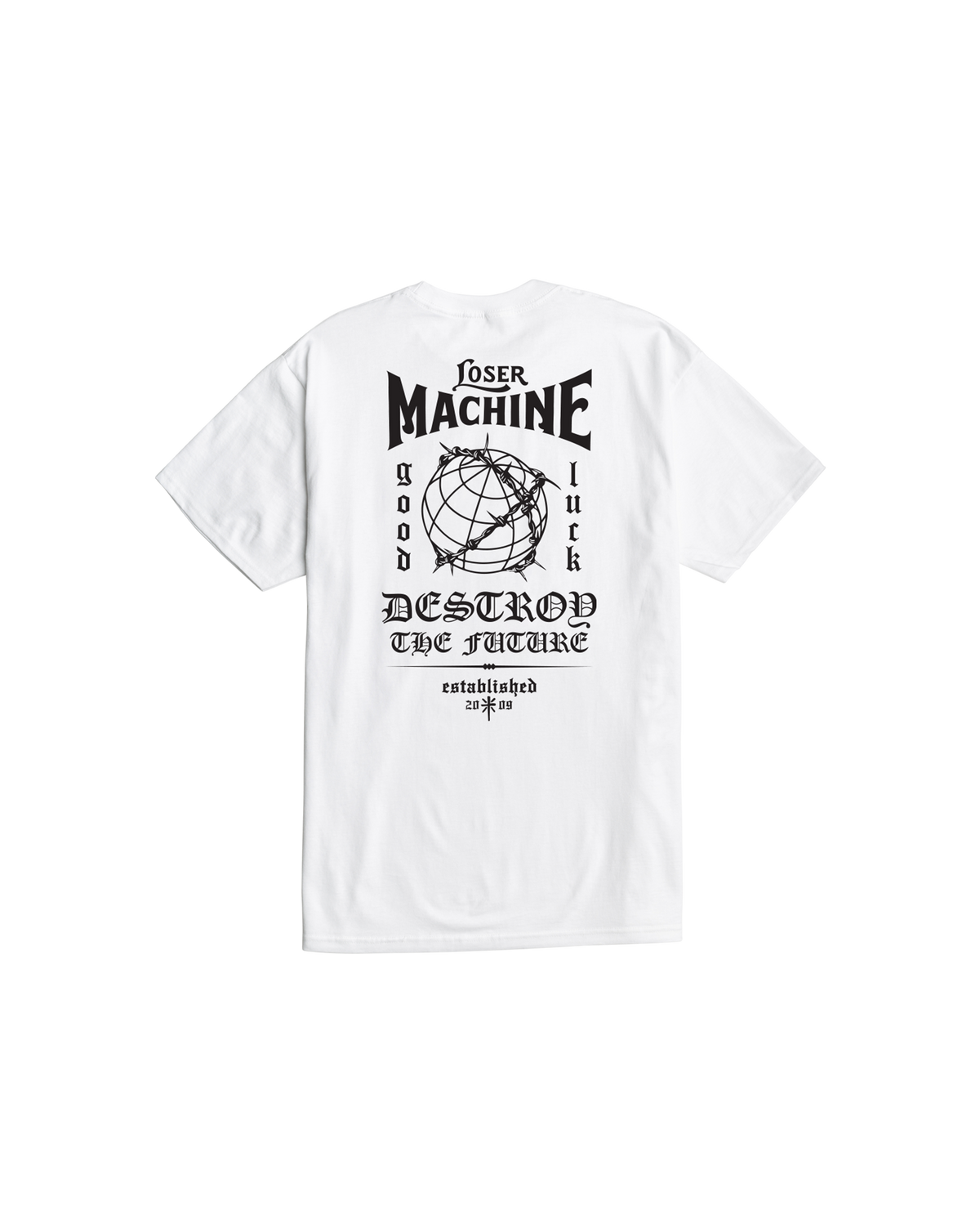loser machine superstition stock t-shirt white