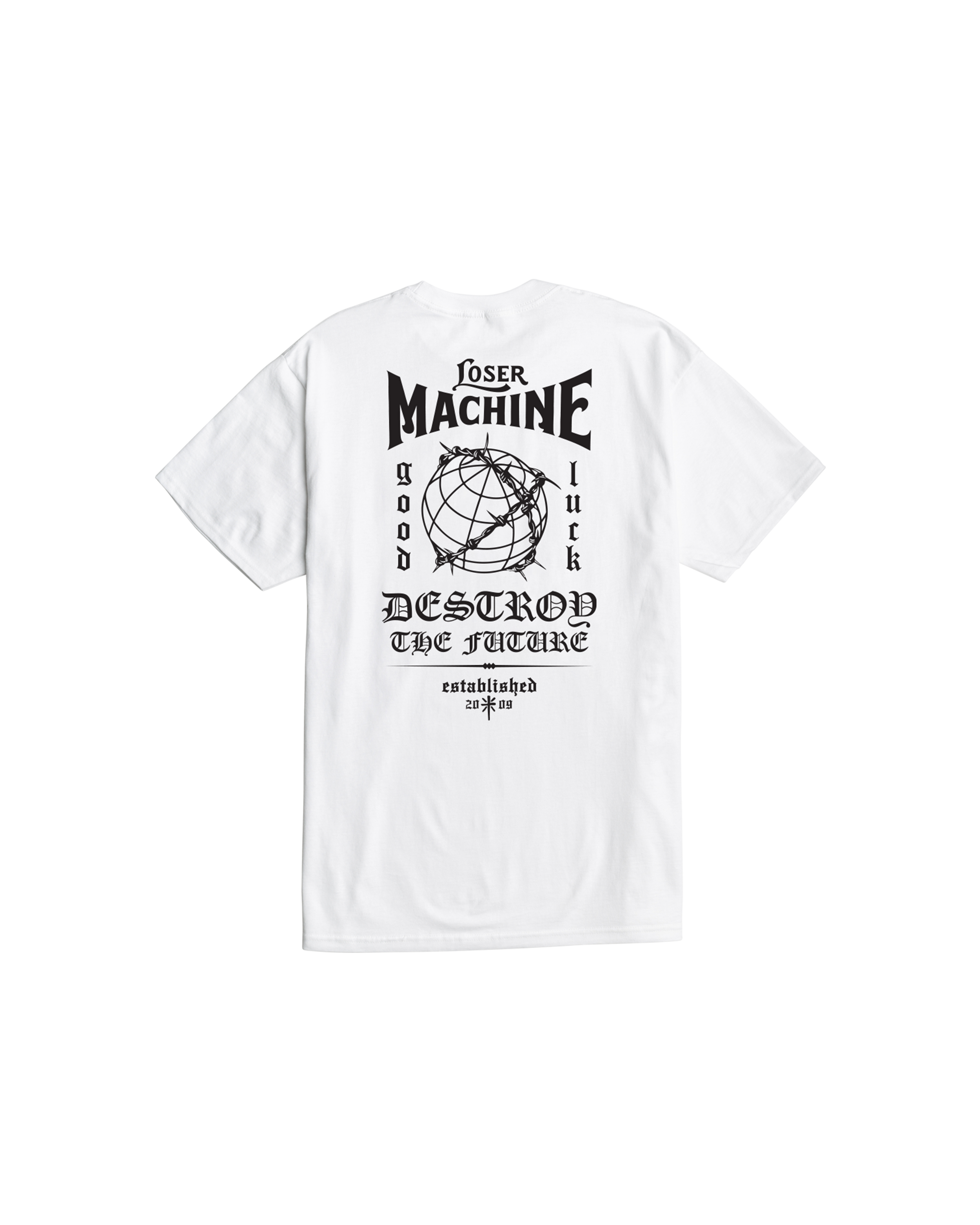loser machine superstition stock t-shirt white