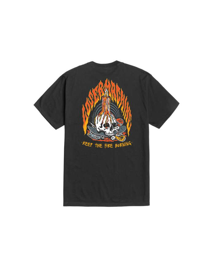 loser machine on fire stock t-shirt black