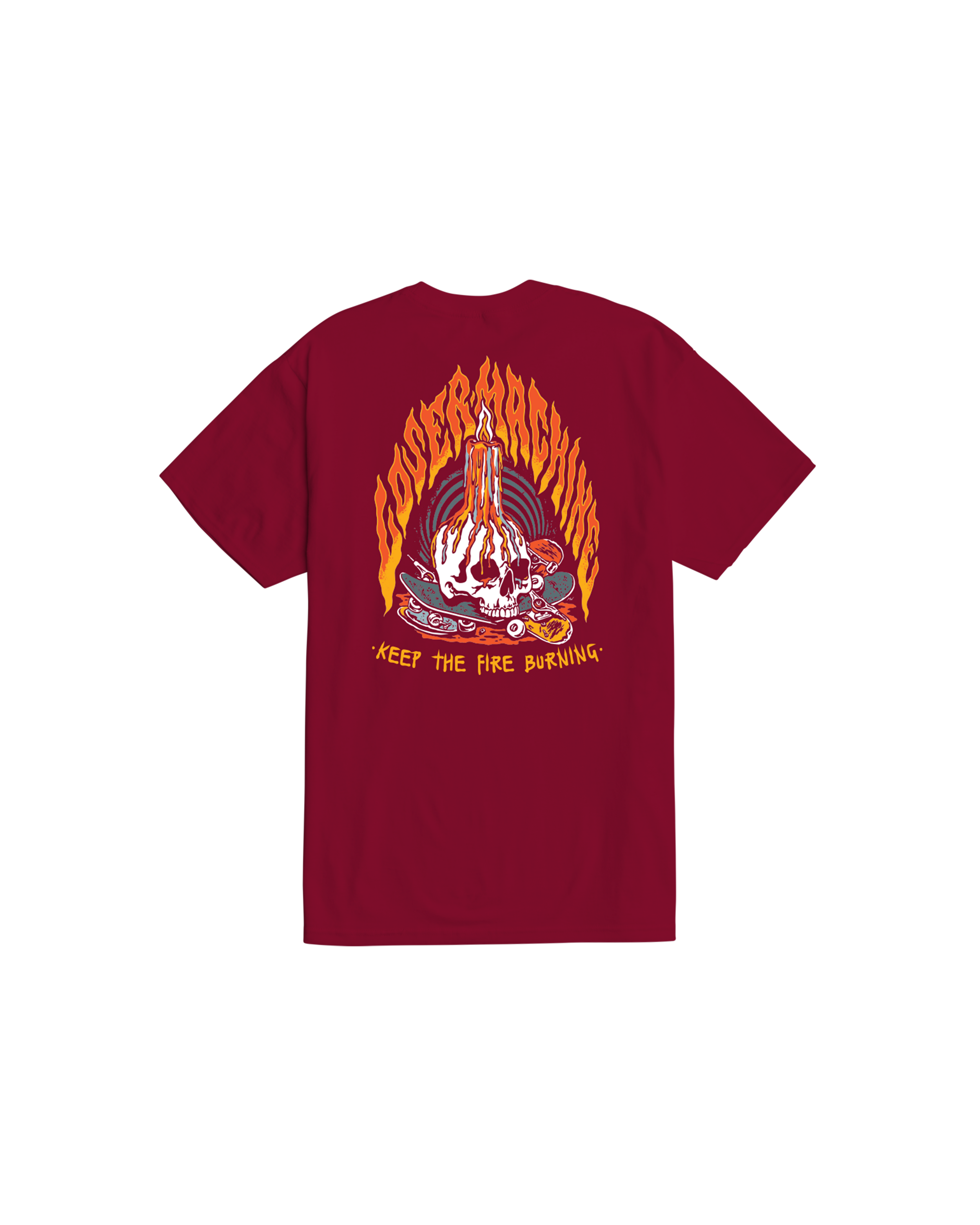 loser machine on fire stock t-shirt burgundy