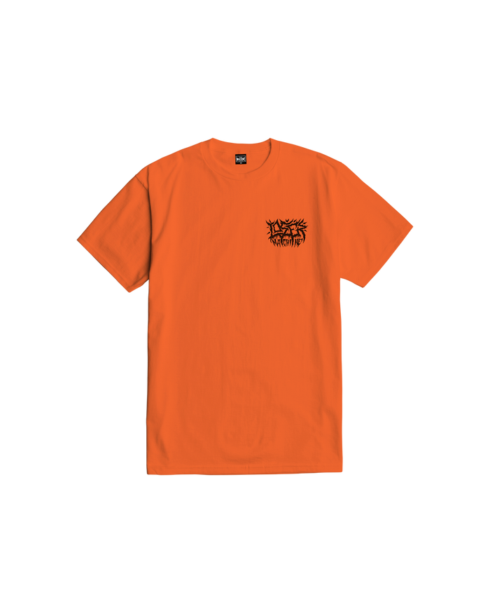 loser machine downcast stock t-shirt safety orange