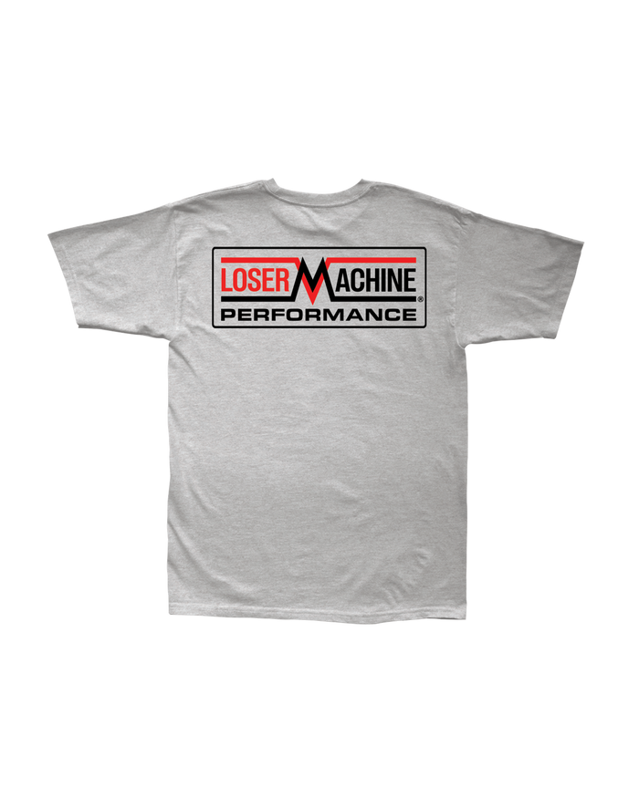 loser machine machinery pocket t-shirt heather grey