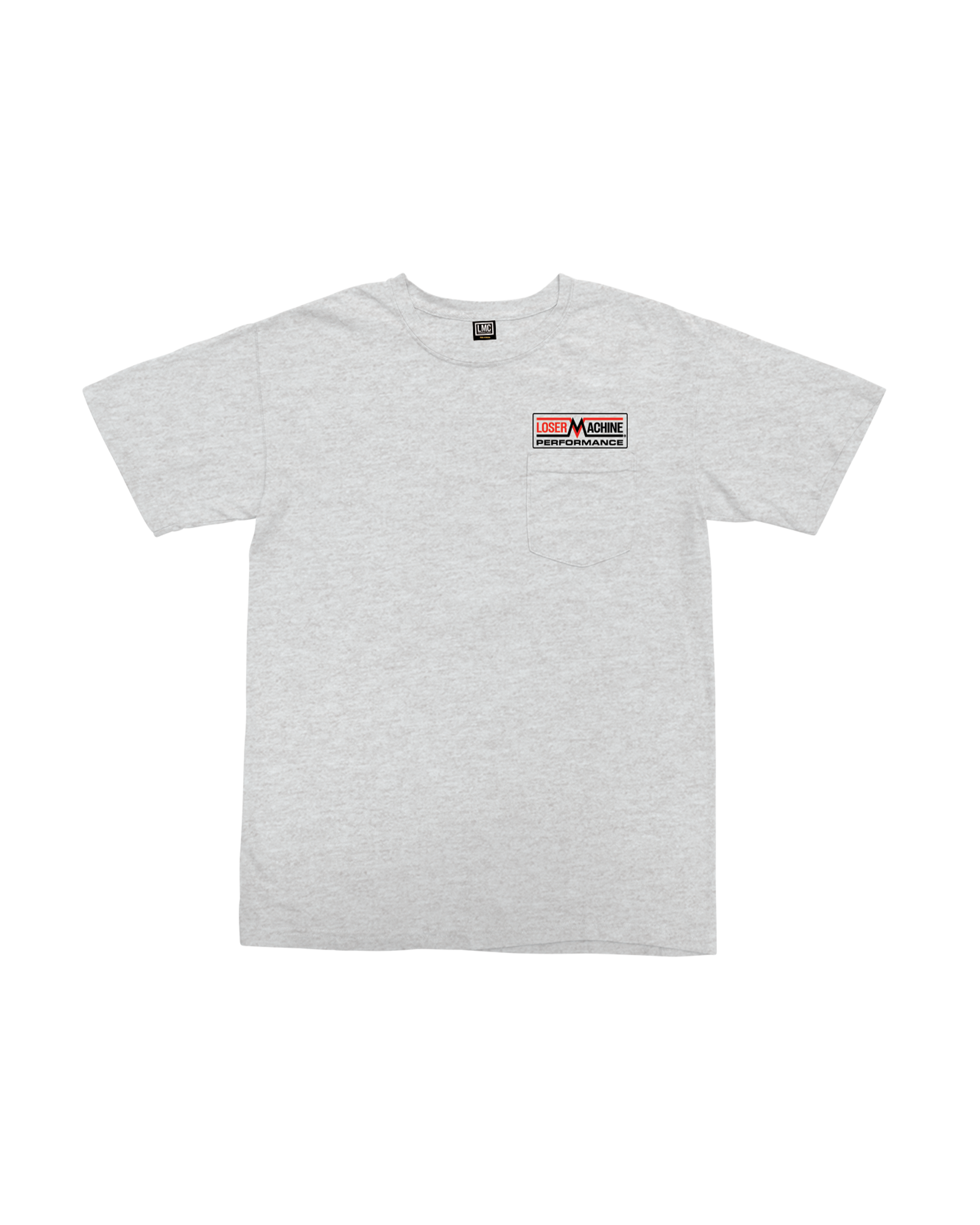 loser machine machinery pocket t-shirt heather grey