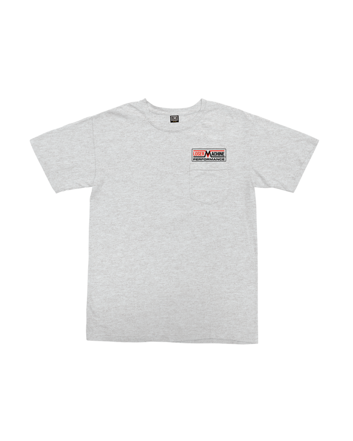 loser machine machinery pocket t-shirt heather grey