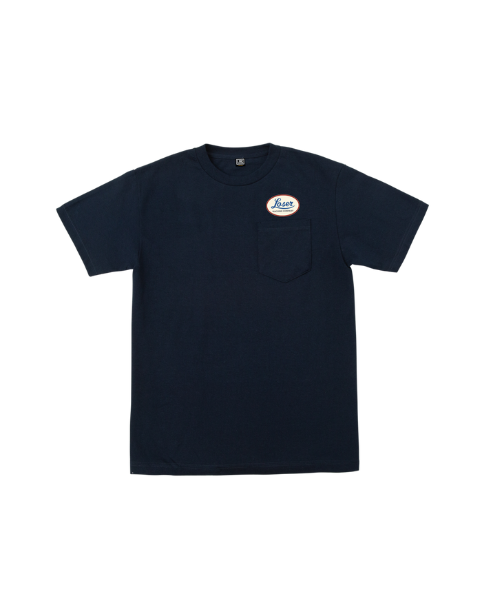loser machine oil lines pocket t-shirt navy
