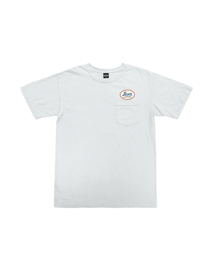 loser machine oil lines pocket t-shirt white
