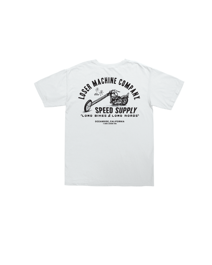 loser machine long roads pocket t-shirt white