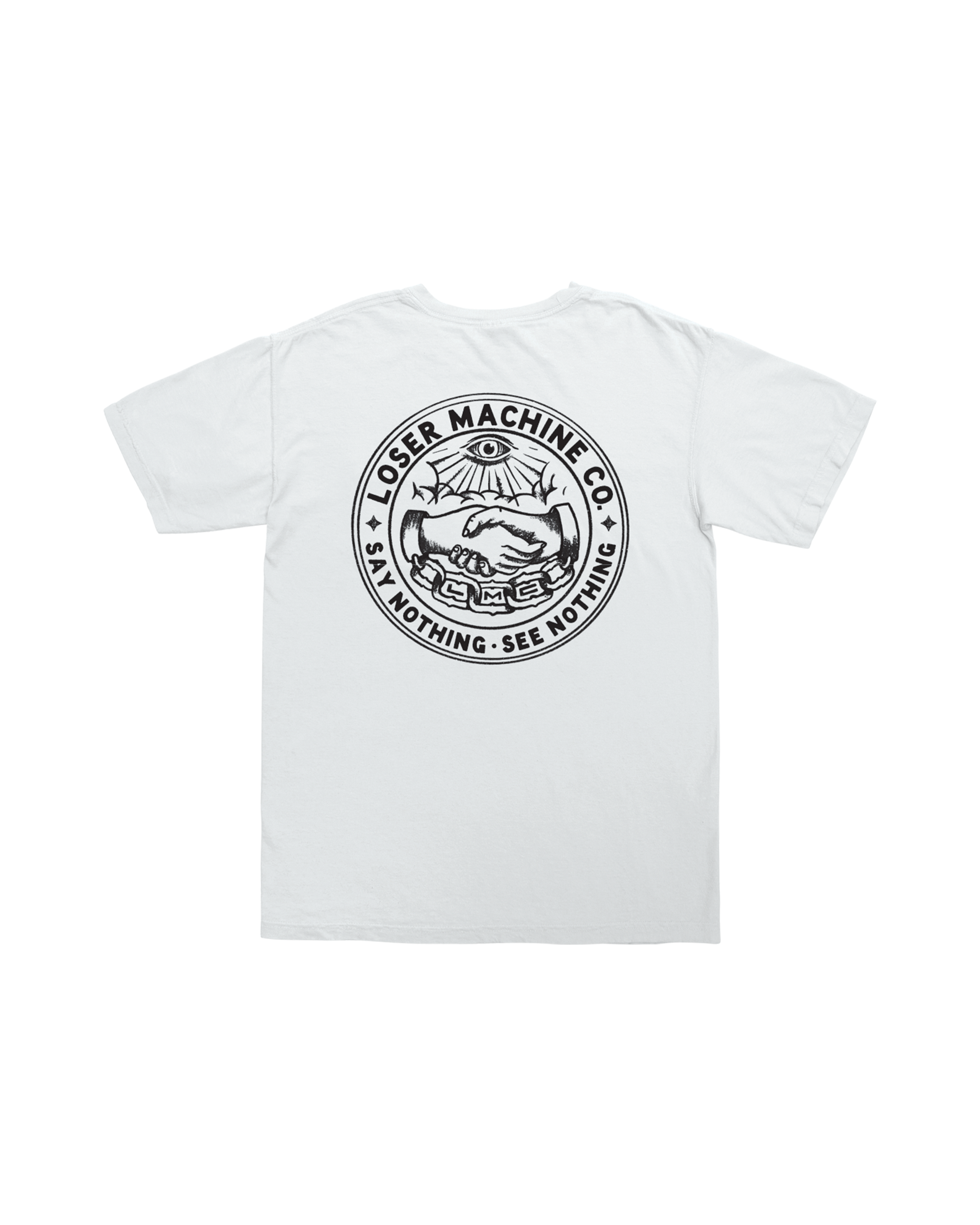 loser machine secret society pocket t-shirt white