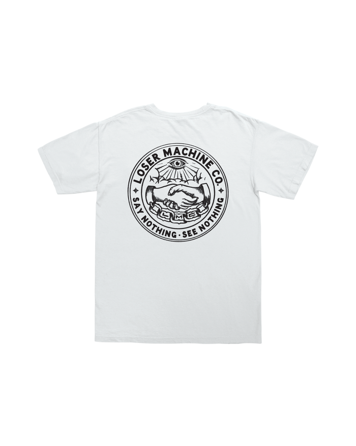 loser machine secret society pocket t-shirt white