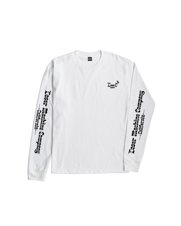 loser machine shattered stock ls t-shirt white