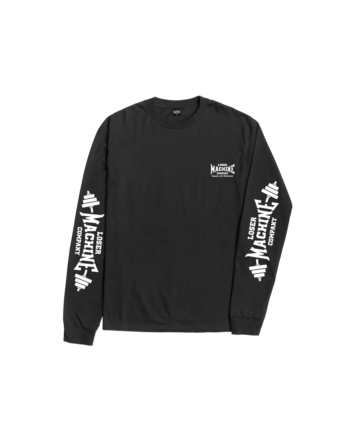 loser machine barbell stock ls t-shirt black