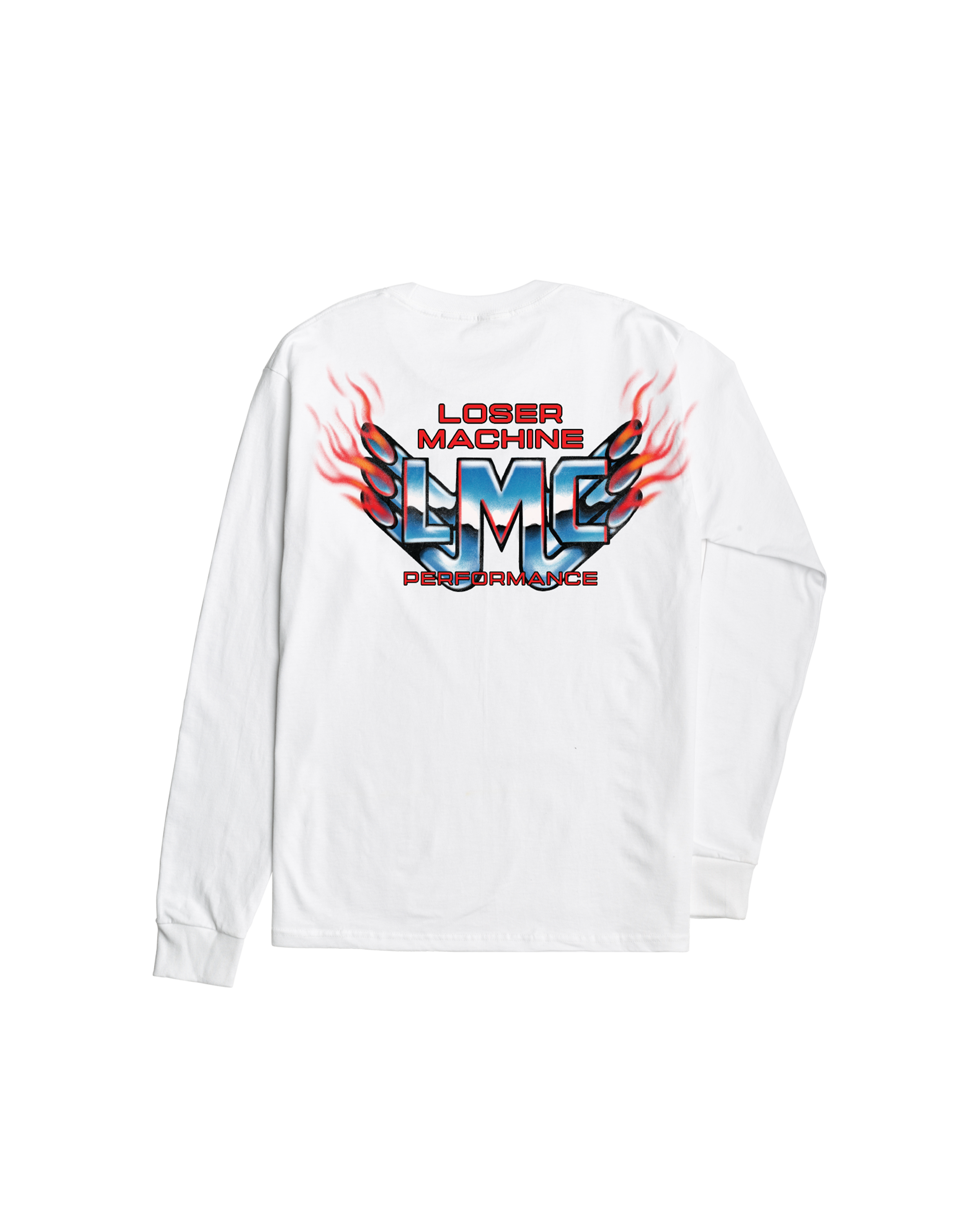 loser machine hot exhaust stock ls t-shirt white