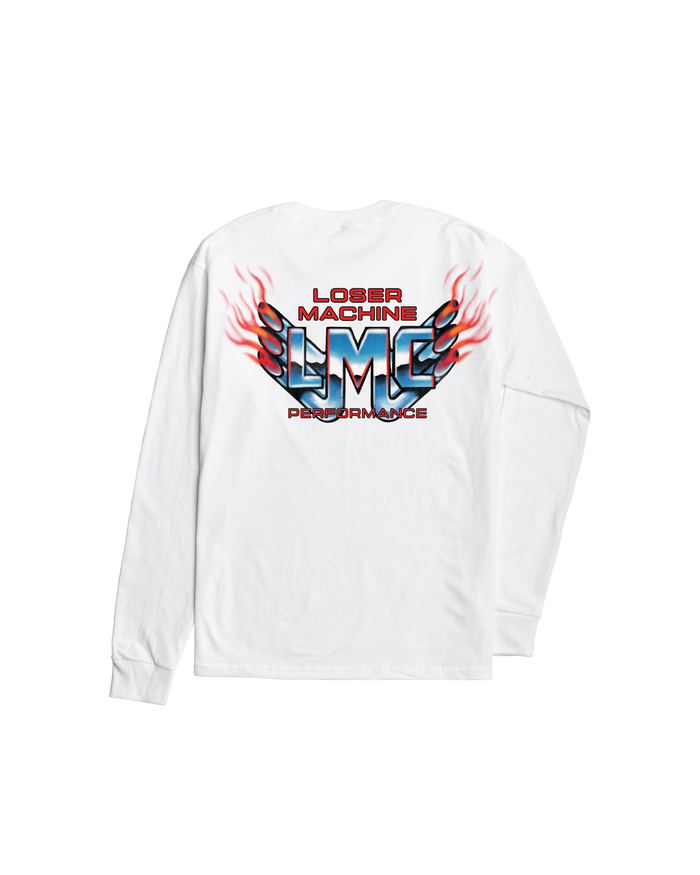 loser machine hot exhaust stock ls t-shirt white