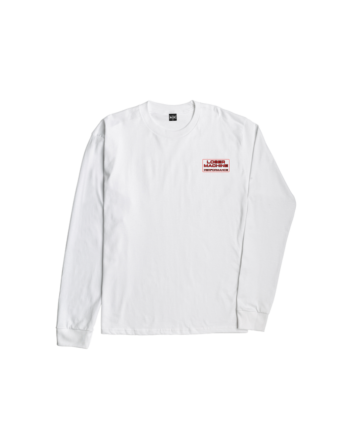 loser machine hot exhaust stock ls t-shirt white